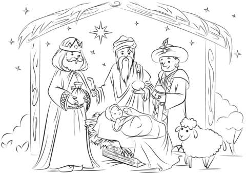 Adoration of the Magi coloring page